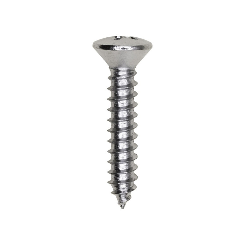 10 x 1" Phillips Oval Head Tapping Screw Chrome