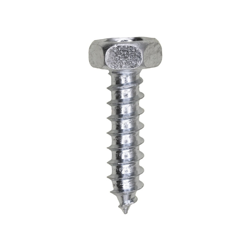 14 x 1" Indented Hex Head Tapping Screw 7/16" Hex Zinc