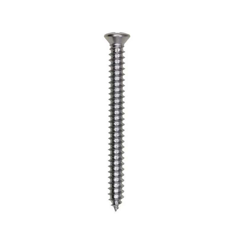 Phillips Oval 6 Head Tapping Screw 8 x 1-3/4" Chrome Ab