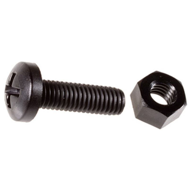 Black Nylon License Plate Screws And Nuts M6-1.0 x 20mm